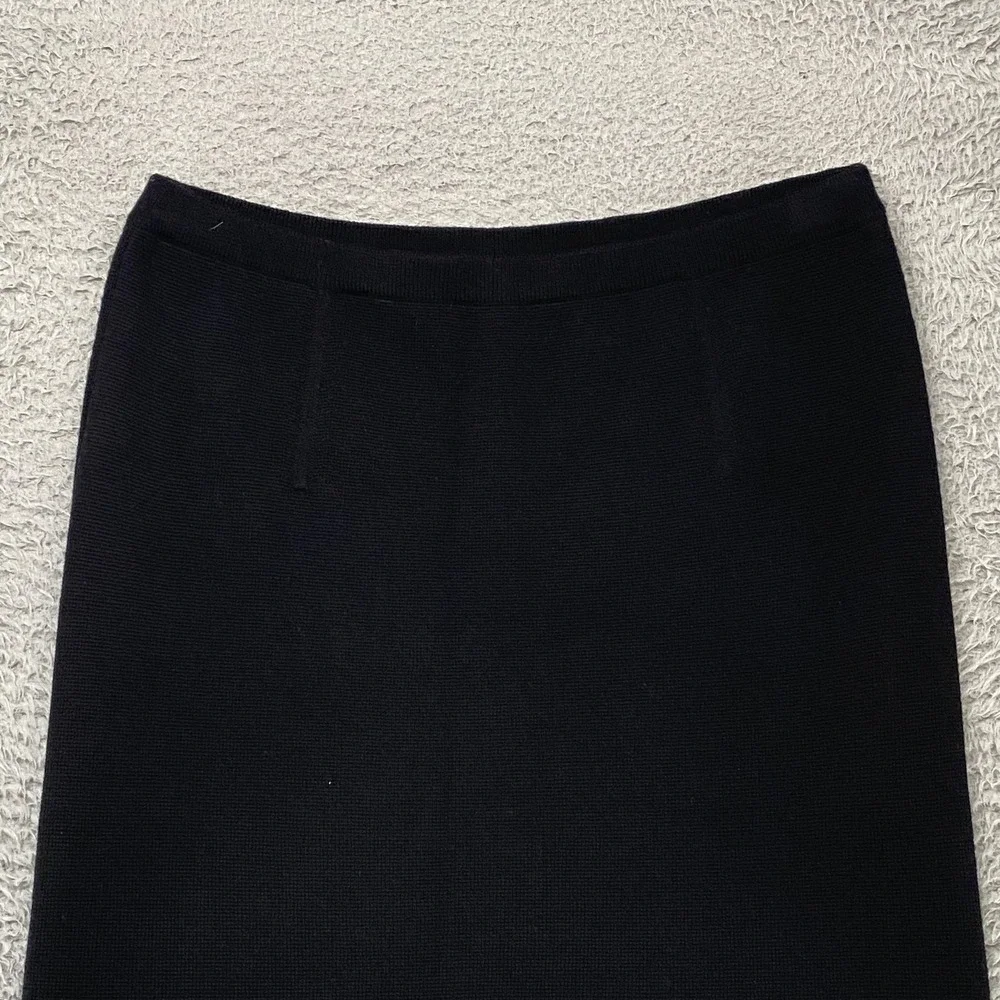 Eileen Fisher Skirt Womens Petite Medium‎ Black Merino Wool Pencil Knee Length